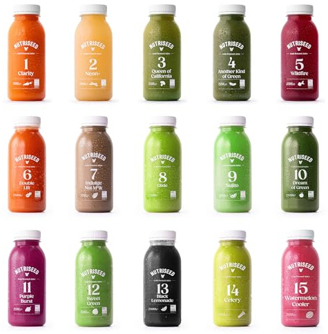 Nutriseed 3 Day Juice Cleanse (15 x 250ml) - Weight Management & Detox Cleanse Cold Pressed, Healthy Juice Diet, No Added Sugar or Preservatives, Vegan-Friendly, Dairy & Gluten-Free