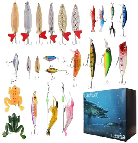 Angel Adventskalender 2024 Männer, 24 Angelköder Set, 2024 Weihnachtskalender Adventskalender Für Erwachsene, Angler Geschenk Für Angler Geschenk Fishing Set