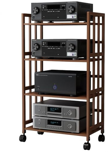 HUNTFF Mobiletto Porta TV Mobile a 4 Ripiani con ripiano Regolabile, mobiletto Porta TV angolare/mobiletto Porta Giradischi Stereo, Rack per componenti Stereo di intrattenimento