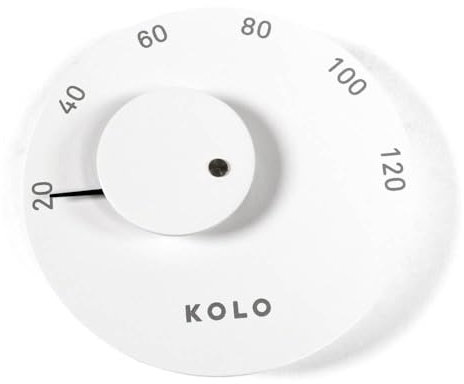 KOLO Sauna Thermometer Mittari 2 - Ø 14 cm - Weißes Aluminium - Präzise Temperaturanzeige bis 120 °C - Robustes hitzebeständiges Messgerät - Stilvolles Saunazubehör aus Finnland