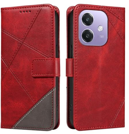 XINNI Phone Case for OPPO A60 5G(Not Fit 4G), PU/TPU Flip Leather Shockproof Cover Magnetic Book Style Wallet, Red