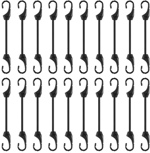 TaoTazon Spanngummi mit Haken 20 Stück, Expander mit Haken 15 cm, Multifunktional Hochbelastbare Planenspanner Gummispanner mit Haken für Banner Plakate Zelte