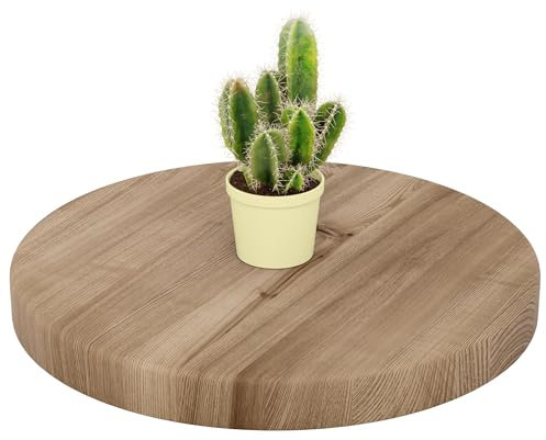 LAMO Manufaktur Plateau de Table Rond 40 cm en Bois Naturel | pour Table Basse Ronde ou de Chevet | Épaisseur : 40 mm | Couleur : Marron Noisette