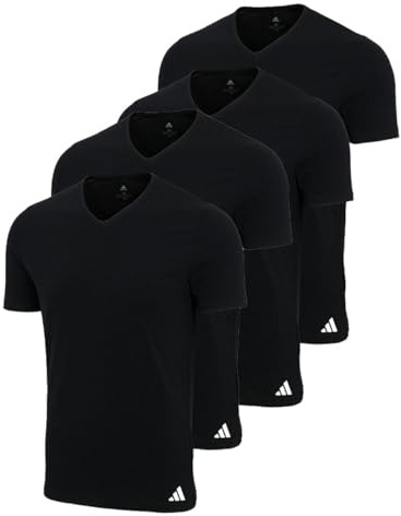 adidas V-Neck T-Shirt Herren V-Ausschnitt Baumwolle 4er Pack, Farbe:Black, Bekleidungsgröße:XXL