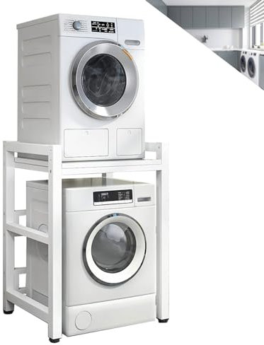 Générique Support de sèche-Linge Portable à Hauteur réglable, kit d'empilage pour Lave-Linge et sèche-Linge, étagère de Rangement pour Lave-Vaisselle d'une capacité de 400 kg
