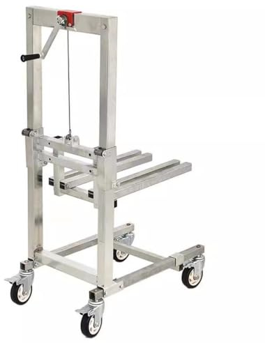 Material Handling Winch Stacker with Fork Lift Table and Wheels for Easy Pallet Transport and Stacking