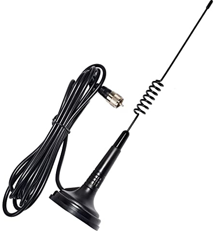 YNIBST Antena CB 27 MHz con Base Magnética para Radio CB, Conector PL259 | Cable RG-58 de 4 Metros, Adapta a Radios CB Móviles/Portátiles