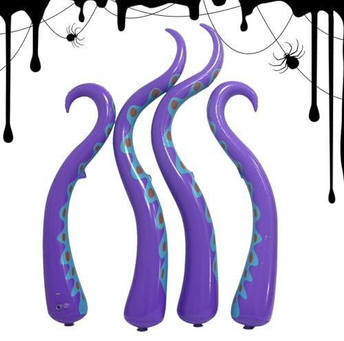 FmtwPhn Gonflables d'Halloween pour l'intérieur et l'extérieur : ensemble de 4 tentacules de pieuvre géantes pour la décoration des fenêtres et de la maison - Gonflable rapidement pour la décoration