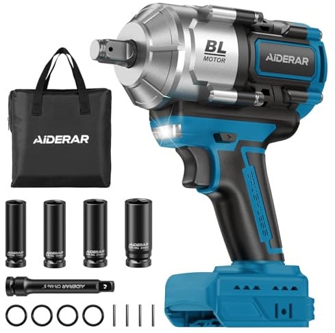 AIDERAR 1500Nm Schlagschrauber Akku 18V für Makita Batterie, 1/2 Bürstenlos, 3-Gang Hochdrehmoment-Werkzeug für Reifenwechsel, Rostige Schrauben, Schweres Gerät (Ohne Batterie)