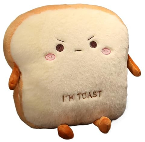 GCYEIDMA Handwärmer Kuscheltier Plüsch Toast Brot Kissen Kawaii Essen Schwein Kaninchen Fuchs Weiche Puppe Handwärmer Hause Dekoration(35cm Angry)