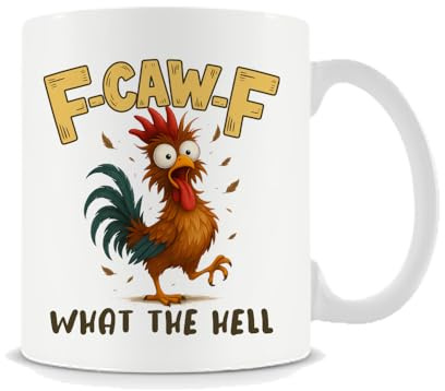 Funny Chicken Design | F-CAW-F What The Hell | Hilarious Farm Animal Gift | Perfect Gag Gift,11oz Coffee, Tea, Ceramic Mug.