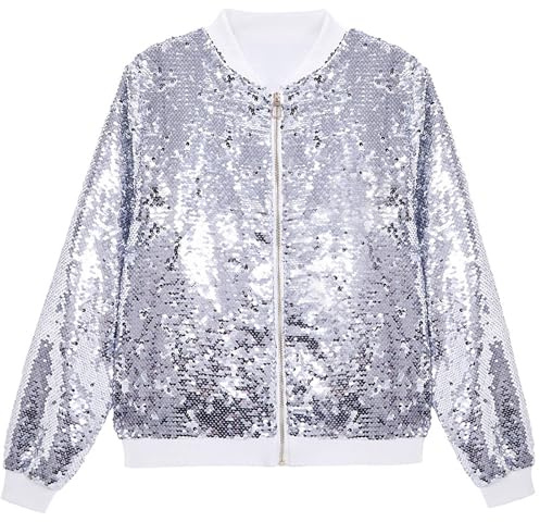 Hanraz Glitzer Jacke Herren Gold, Pailletten Jacke Herren Glitzer - Pailettenjacke College Silvester Disco Kostüm Space Glänzende Bomberjacke Retro Disco Glitzerjacke Fasching Silvester Outfit