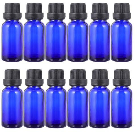IMIKEYA Lot de 20 Flacons D'huile Essentielle en Verre 30 Ml Bleu Réducteur D'orifice et Grand Bouchon, Bouteilles Multi-usages pour Échantillons et Aromathérapie, Contenant Portable