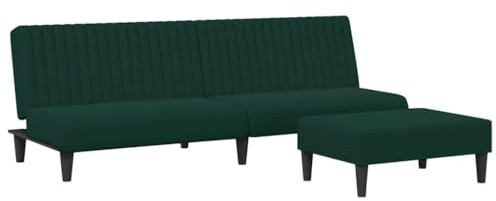 Foknhdi 2-TLG. Schlafsofa Dunkelgrün Samt 200x84,5x69 cm mit Fußhocker, platzsparendes kleines Sofa in Modernem Design, schnell in Gästebett verwandelbar für Wohnzimmer, Büro, Balkon und Gästezimmer