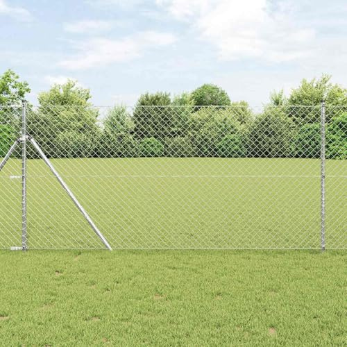 Clôture en treillis métallique argenté 10 x 1,2 m, acier galvanisé durable, panneaux de clôture pour jardin, treillis extérieur résistant aux UV et intempéries