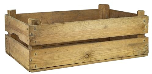 Kistenkolli Altes Land Alte Obstkiste aus Holz 60 x 40 cm – Vintage Weinkiste & Aufbewahrungskiste im Shabby-Look – Dekokiste aus Holz in 22 cm oder 33 cm Höhe (60 x 40 x 33cm)