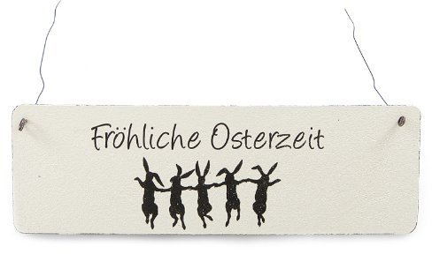 Interluxe Shabby Vintage Schild FRÖHLICHE OSTERZEIT Holzschild Dekoschild Ostern Landhaus Impression