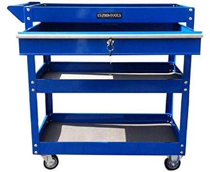 US PRO Carrello portautensili per postazione di lavoro, armadietto portautensili blu con cassetto bloccabile con cuscinetti a