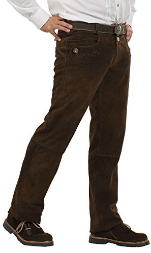 Almsach Herren Lange Lederhose Dunkelbraun 'Vincent', Espresso (Dunkelbraun), 54