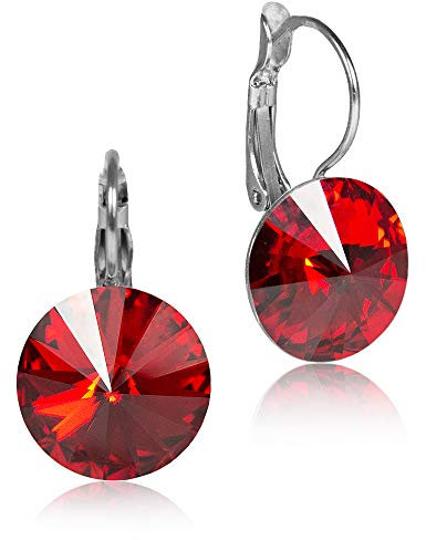 LUISIA® Ohrringe Rivoli mit Kristallen von Swarovski® - 14 mm Light Siam/Rot