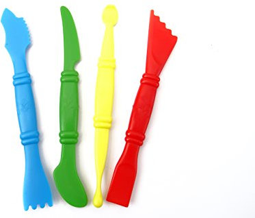 a2bsales 4 Giotto Modelling Tools - Bright Child Friendly Play Doh Dough Shapers Knives