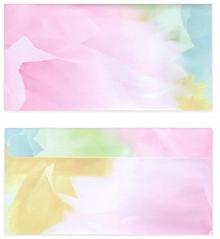 25 Stück Premium Briefumschläge (UMS-5098) DIN lang (110 X 220mm) farbenfrohes Motiv bunt farbig, Frühling Sommer Briefhüllen Kuvert, ohne Fenster, haftklebend, 80g/m²