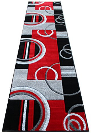 Masada Rugs, Sophia Collection Teppich, handgeschnitzt, modernes Design, erhältlich in Rot, Grau, Weiß, Schwarz, 60 x 30 cm