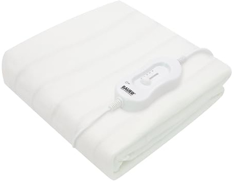 Bauer Professional Bauer 39060 Electric Heated Under Blanket/Double Bed Size/Secure Tie Fittings/Overheat Protection/3 Heat Settings, White, Double, 1 count