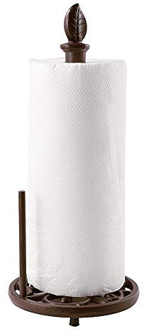 Vintage Metal Paper Towel Holder Cast Iron Roll Paper Towel Stand for Kitchen Bathroom Home Decor (Brown)