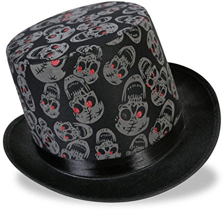 KarnevalsTeufel Zylinder Totenkopf in schwarz für Erwachsene Zombiehut Halloween Accessoire