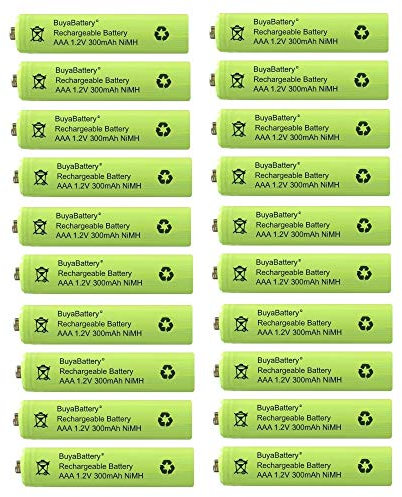 BuyaBattery AAA 300mAh 1.2v NiMH Rechargeable Solar Light Batteries for Garden Solar Lights (20 Pack)