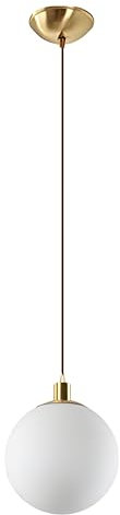 HJXDtech Luz de Suspensión de Bola de Cristal Blanca Moderna, Iluminación de Lámpara de Colgante con Montajes de Latón, Luz Colgante de Techo Para Cocina de Salón Dormitorio(15CM)