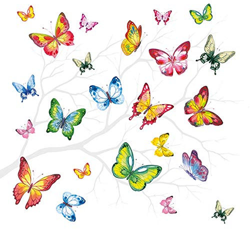 20 Servietten Fliegende Schmetterlinge in bunt als Tischdeko mit Tieren für den Sommer 33x33cm