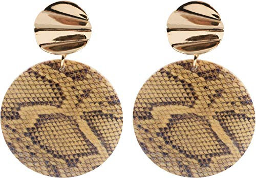 styleBREAKER Damen Statement Ohrringe mit Schlangen Muster und Stecker, Ohrhänger, Ohrschmuck 05090028, Farbe:Beige