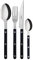 Sabre Paris | 24 pièces, Set de couverts de table pour 6 Personnes Bistrot, couleur Noir et finition brillante : Couteaux, fourchettes, cuillères à soupe et petites cuillères en Acier Inoxydable