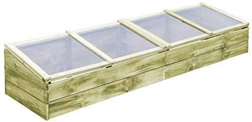 Tidyard Gewächshaus Frühbeet Treibhaus Hochbeet Pflanzkasten-System mit Dach für den Einsatz im Außenbereich Imprägniertes Kiefernholz 200 x 50 x 35 cm