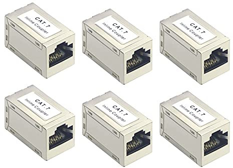 VCELINK Accoppiatore RJ45 Femmina Femmina Cat7 Cat6A, Connettori RJ45 Schermati, Connettore per Cavo Ethernet CAT7/CAT6A/CAT6/CAT5e, 6 Pezzi