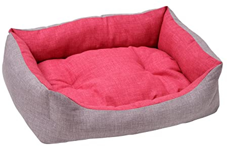 Baroni Home rektangulär Hundebett Hundekissen Hundekörbchen mit Wendekissen, 45x60 cm (S) - grau und Bordeaux rot