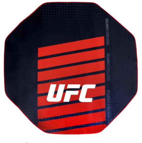 Konix UFC Gaming Floor Mat 98 x 98 cm para Silla de Oficina - Revestimiento Antideslizante - Negro y Rojo