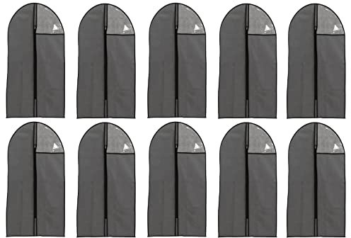 10er Pack Premium Kleidersack 80 g/m² 60 x 100 cm Vliesstoff Kleiderhülle mit Reißverschluss & Sichtfenster Schutzhülle Kleiderschutz