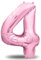 envami® Geburtstagsdeko Mädchen 4 Jahre XXL - 4 Geburtstag Deko Rosa 101CM - Deko 4 - Luftballon 4. - Geburtstag Zahlen - Folienballon 4 Helium