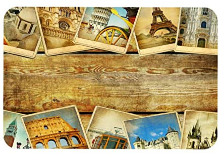 Eslifey Multifunktionale Schreibtischunterlage, 45,7 x 71,1 cm, Vintage-Collage, europäische Reise, doppelte Verwendung, Schreibtischunterlage für Büro/Zuhause