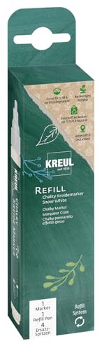 KREUL 22710 - 1 Chalky Kreidemarker Snow White, medium, 1 x Nachfüll-Pen mit Originaltinte, 25 ml, ca. 4 Stiftefüllungen, 4 Ersatz-Spitzen
