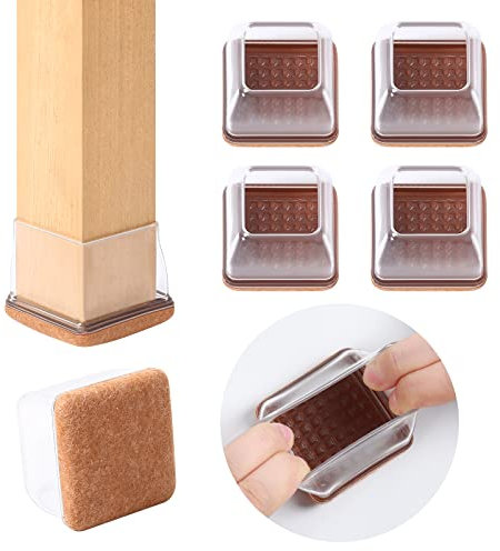 Ezprotekt Fundas cuadradas Transparentes de Tela no Tejida 37-50mm para Patas de Silla, Fundas para Patas de Silla, Protectores de pies de Silla de Movimiento Suave