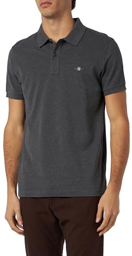 GANT Herren Slim Shield Pique Polohemd, Antracit Melange, XL EU
