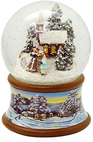 Nostalgie-Schneekugel Romantischer Winterspaziergang Spieluhr Jingle Bells 10cm Durchmesser * 20193