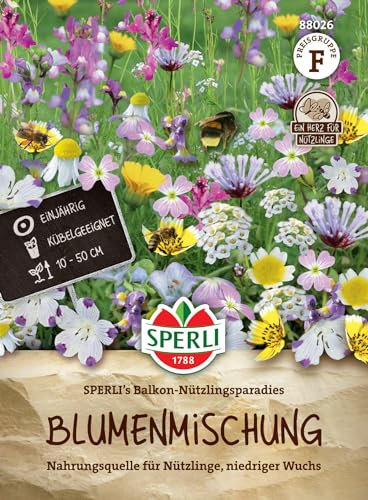 Sperli 88026, Blumenmischung SPERLI's Balkon-Nützlingsparadies, Nahrungsquelle für Nützlinge, niedriger Wuchs, Kübelgeeignet