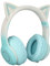 Bewinner Cute Cat Ear Gaming Headphones, LED Lights 3.5mm Wired Wireless BT Foldable Gaming Headset for PC, Laptop Headset with Noise Canceling Microphone for Gift, Game (Green)