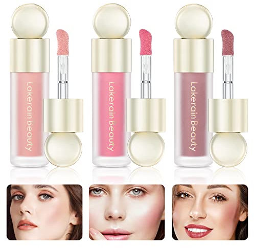 3 Farben Liquid Blush Set für Wangen, Augen und Lippen - Flüssiges Rouge, Matte Wand, Wasserfest - Für Smooth Natural-Looking Finish