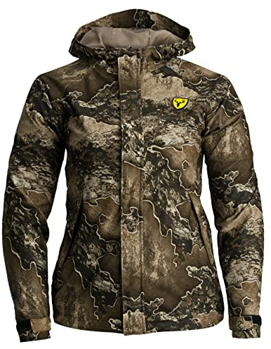 SCENTBLOCKER Women's Sola Drencher Lightweight Breathable Waterproof Hooded Camo Hunting Jacket (RT Excape, X-Large)